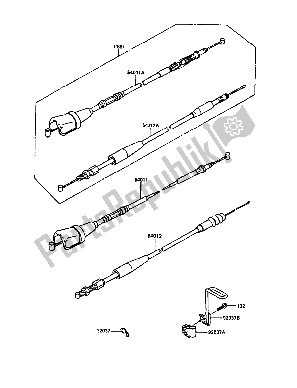 Todas as partes de Cabos do Kawasaki KDX 200 1987