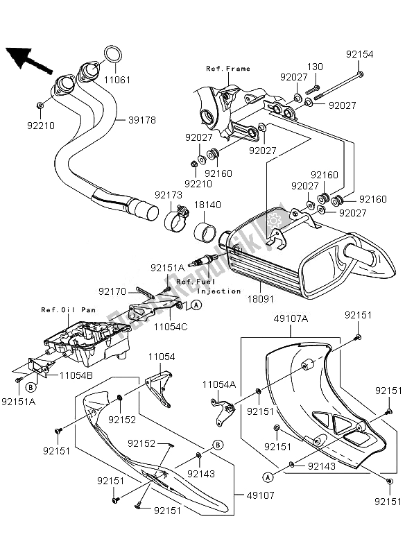 All parts for the Muffler of the Kawasaki Versys ABS 650 2011