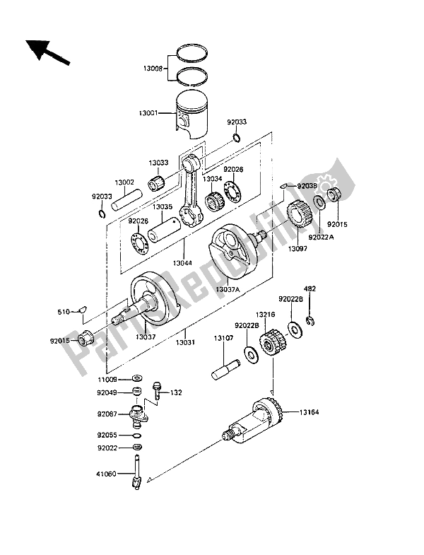 Toutes les pièces pour le Vilebrequin Et Piston (s) du Kawasaki KMX 125 1986