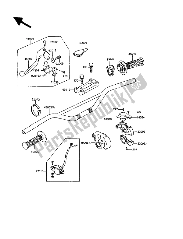 Tutte le parti per il Manubrio del Kawasaki KX 250 1989