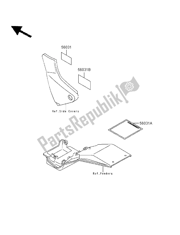 All parts for the Labels of the Kawasaki Zephyr 550 1996