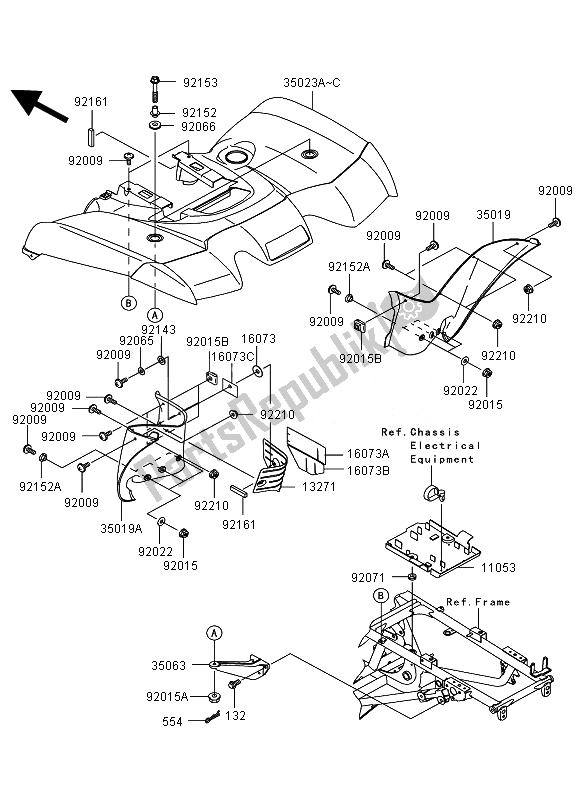 All parts for the Rear Fender of the Kawasaki KVF 650 4X4 2010