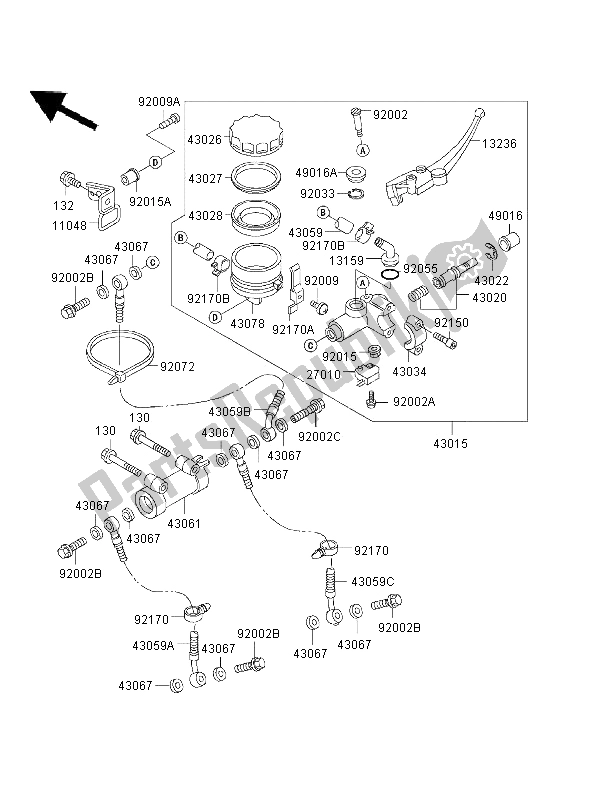 Tutte le parti per il Pompa Freno Anteriore del Kawasaki Ninja ZX 7 RR 750 1997