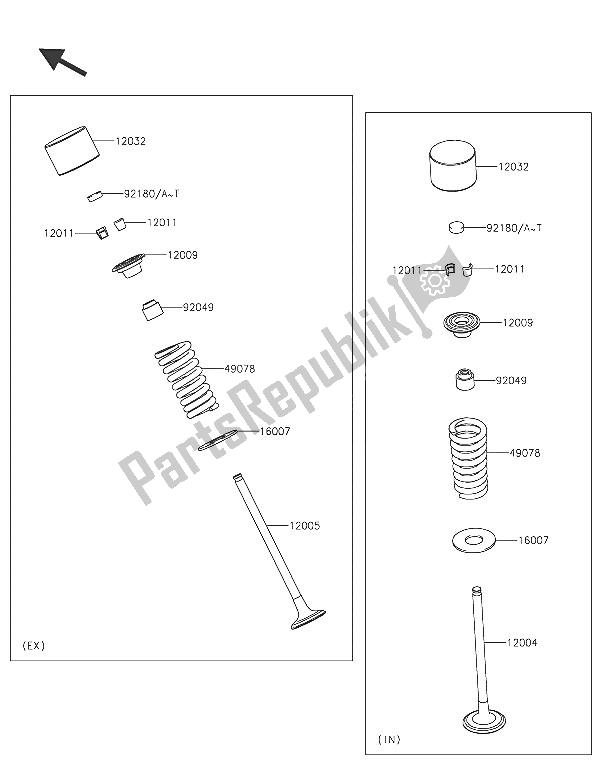 All parts for the Valve(s) of the Kawasaki Z 300 ABS 2016