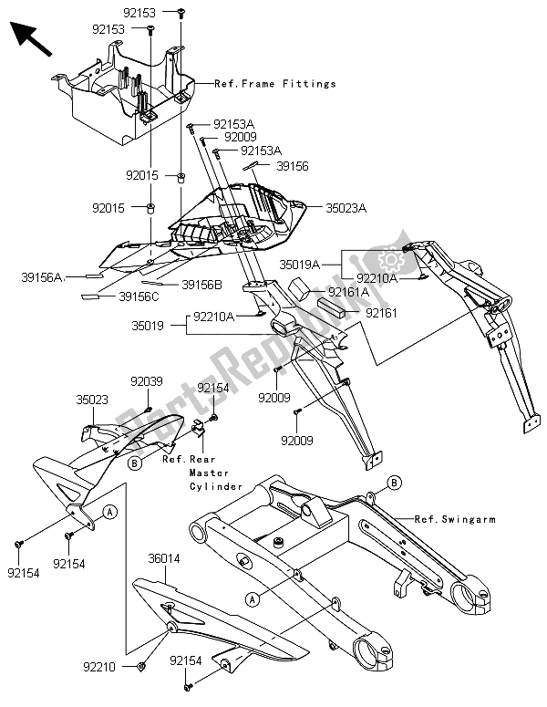 All parts for the Rear Fender(s) of the Kawasaki Z 1000 ABS 2013