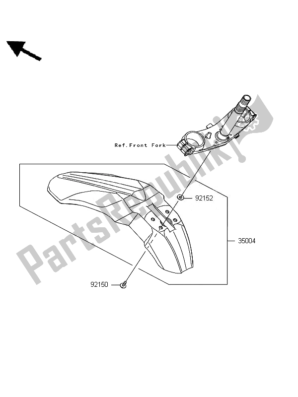 All parts for the Front Fender of the Kawasaki D Tracker 125 2010