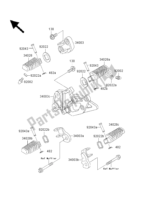 Tutte le parti per il Poggiapiedi del Kawasaki GPZ 500S 2003