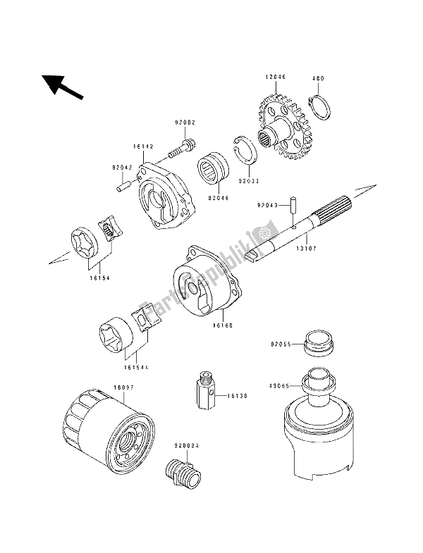 Alle onderdelen voor de Oliepomp van de Kawasaki ZXR 750 1992