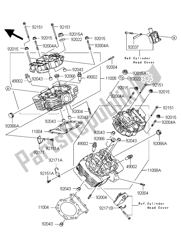 Toutes les pièces pour le Culasse du Kawasaki VN 1600 Mean Streak 2004