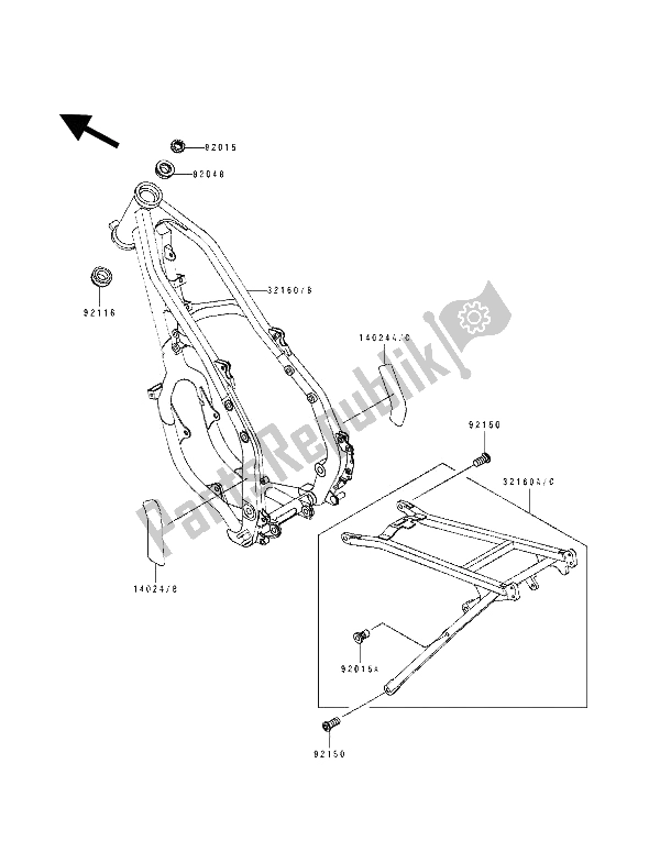 Toutes les pièces pour le Cadre du Kawasaki KX 125 1991