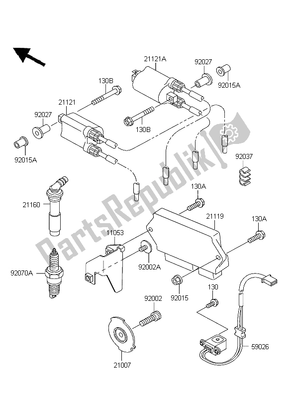 Todas as partes de Sistema De Ignição do Kawasaki ZZR 600 2004