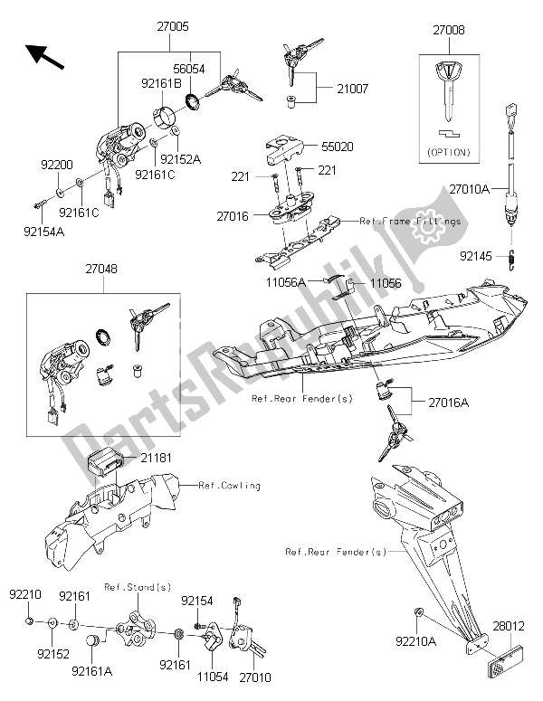 All parts for the Ignition Switch of the Kawasaki Ninja ZX 6R 600 2015