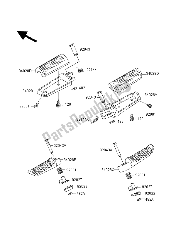 Todas las partes para Reposapiés de Kawasaki Ninja ZX 9R 900 1995