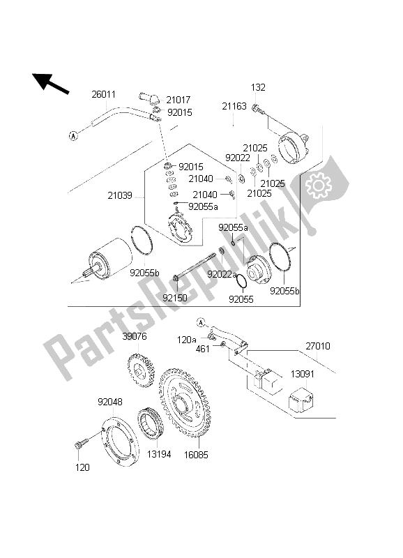 Tutte le parti per il Motorino Di Avviamento del Kawasaki KVF 650 2002