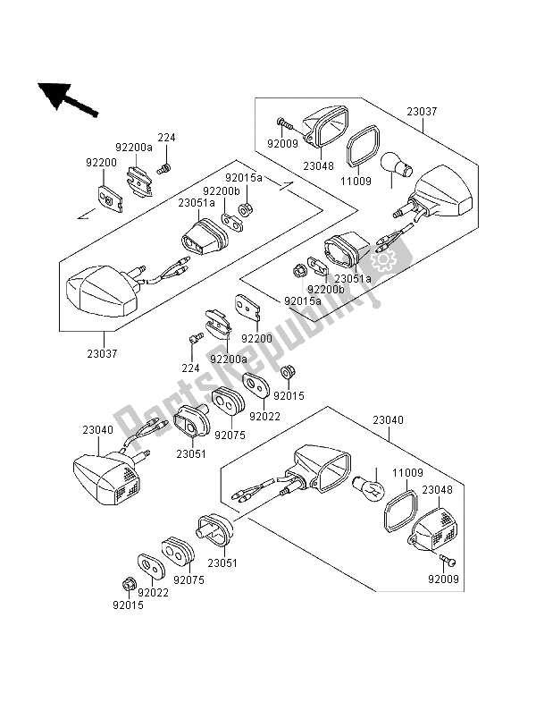 Tutte le parti per il Indicatori Di Direzione del Kawasaki KLE 500 1995