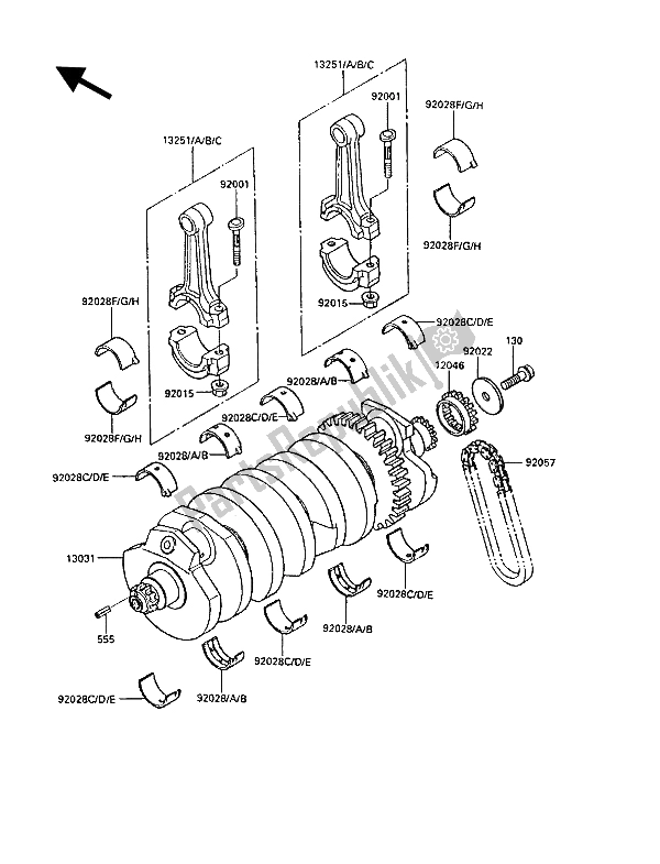 All parts for the Camshaft of the Kawasaki GPZ 900R 1988