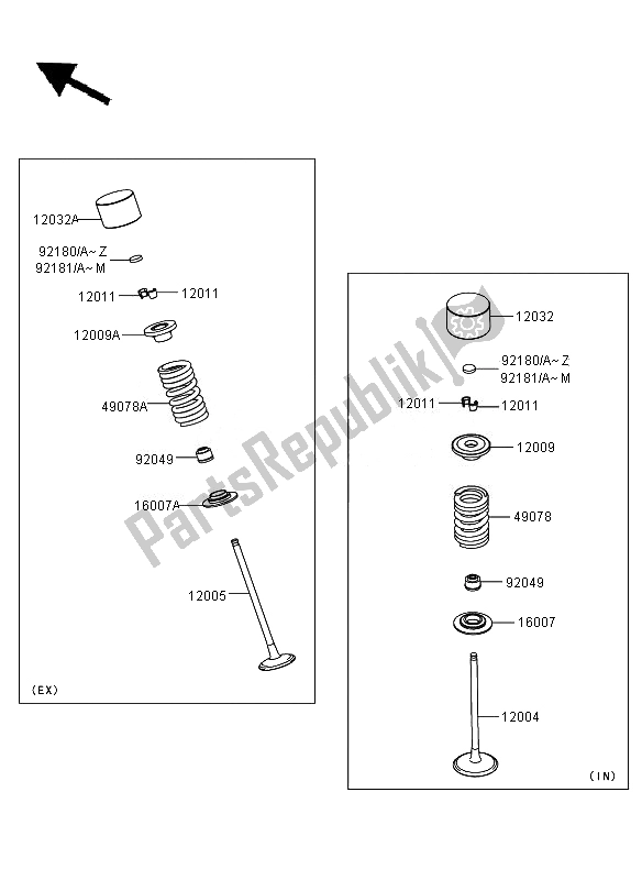 All parts for the Valve(s) of the Kawasaki Ninja ZX 6R 600 2010