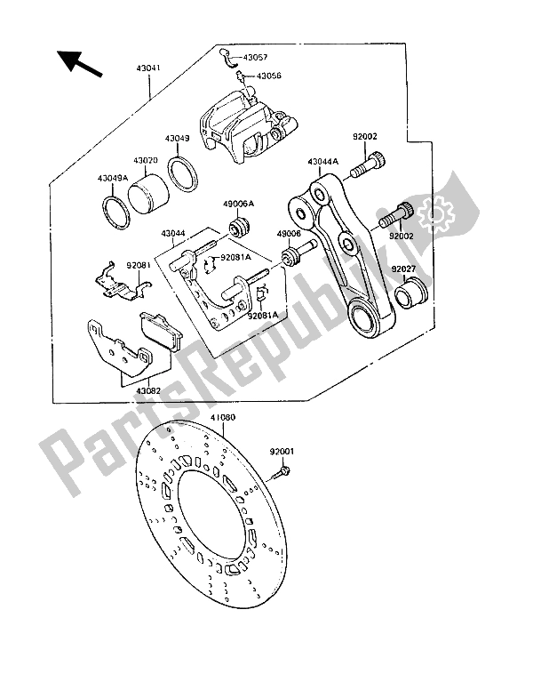 Tutte le parti per il Freno Posteriore del Kawasaki GPZ 900R 1987