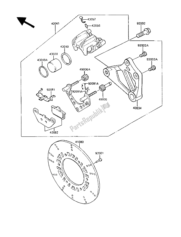 Todas las partes para Freno Trasero de Kawasaki ZL 1000 1988