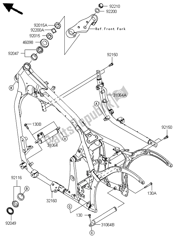 All parts for the Frame of the Kawasaki VN 900 Custom 2012