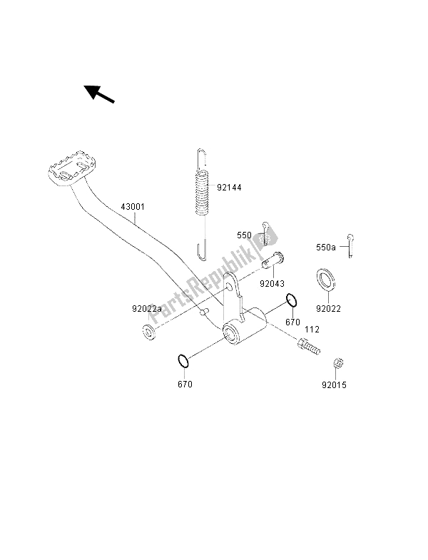 All parts for the Brake Pedal of the Kawasaki KLF 300 4X4 2001