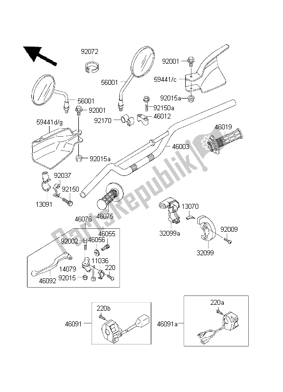 Tutte le parti per il Manubrio del Kawasaki KLX 650 1995