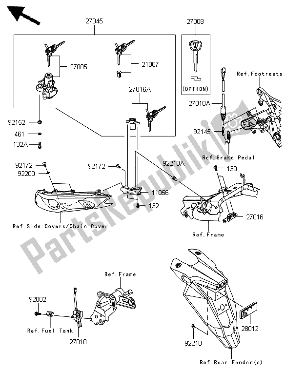 All parts for the Ignition Switch of the Kawasaki ER 6N 650 2012