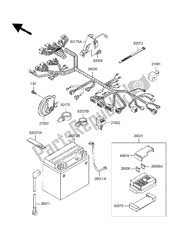 Toutes les pièces pour le Châssis équipement électrique du Kawasaki VN 800 1997