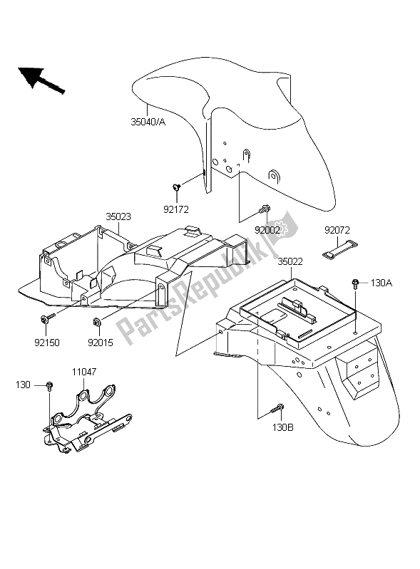 Tutte le parti per il Parabordi del Kawasaki ZZR 600 2004