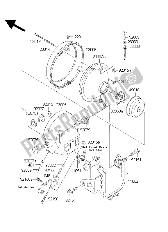 Todas as partes de Farol do Kawasaki ZR 7 750 2001