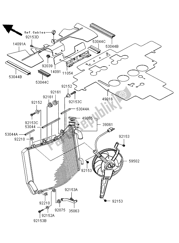 Tutte le parti per il Termosifone del Kawasaki ZZR 1400 2006