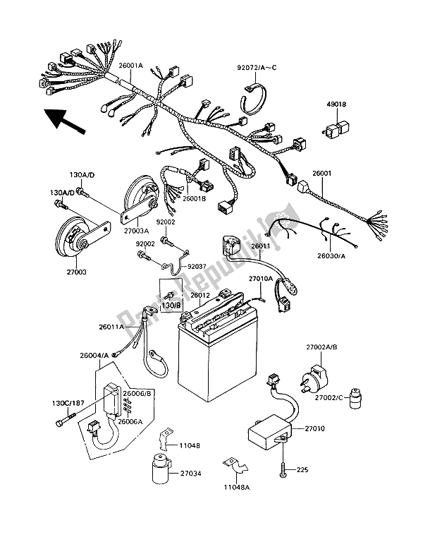 Alle onderdelen voor de Chassis Elektrische Apparatuur van de Kawasaki GT 550 1993