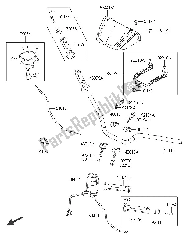 Tutte le parti per il Manubrio del Kawasaki Brute Force 300 2016