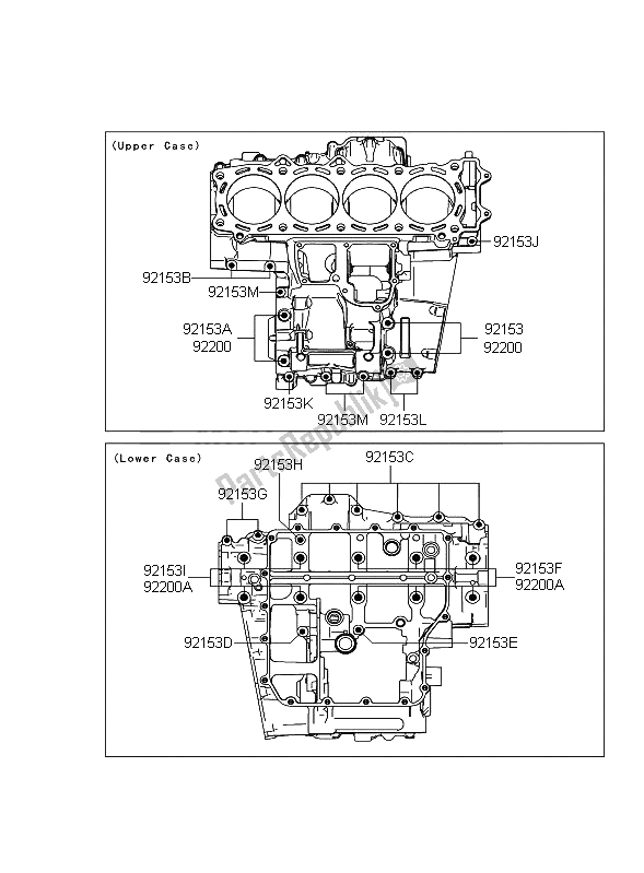 Tutte le parti per il Modello Del Bullone Del Basamento del Kawasaki ZZR 1400 ABS 2011