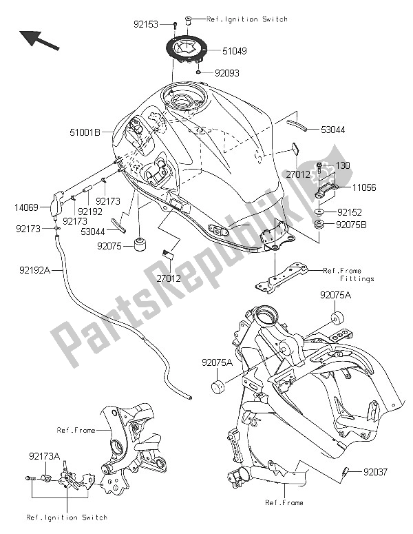 Toutes les pièces pour le Réservoir D'essence du Kawasaki Versys 650 ABS 2016