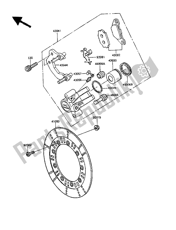 All parts for the Front Brake of the Kawasaki KLR 250 1987