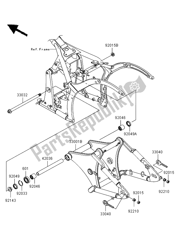Tutte le parti per il Forcellone del Kawasaki VN 900 Classic 2009 Tutte le parti per il Forcellone del Kawasaki VN 900 Classic 2009