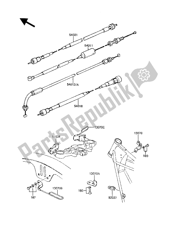 All parts for the Cables of the Kawasaki Z 1300 1986