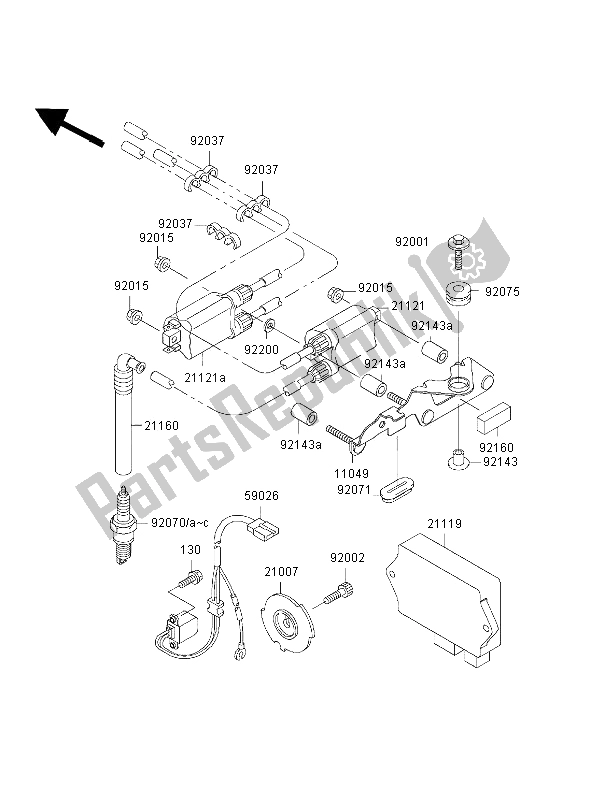 All parts for the Ignition System of the Kawasaki Ninja ZX 7R 750 2002