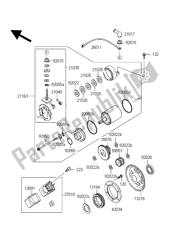 Tutte le parti per il Motorino Di Avviamento del Kawasaki D Tracker 125 1999