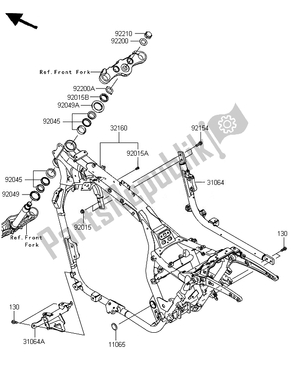 Tutte le parti per il Telaio del Kawasaki VN 1700 Voyager ABS 2014