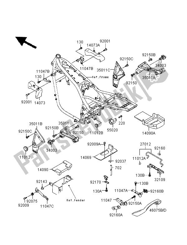 All parts for the Battery Case of the Kawasaki Zephyr 1100 1995