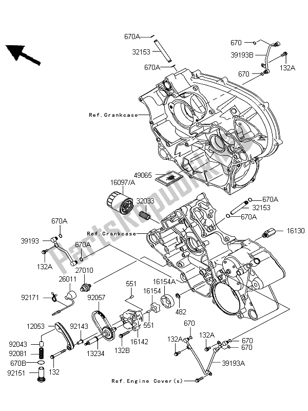 All parts for the Oil Pump of the Kawasaki KFX 700 KSV 700A6F 2006