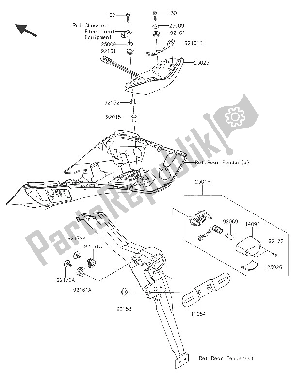 All parts for the Taillight(s) of the Kawasaki Z 1000 SX ABS 2016