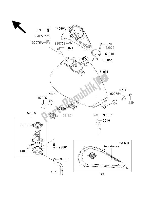 Toutes les pièces pour le Réservoir D'essence du Kawasaki VN 1500 Drifter 1999