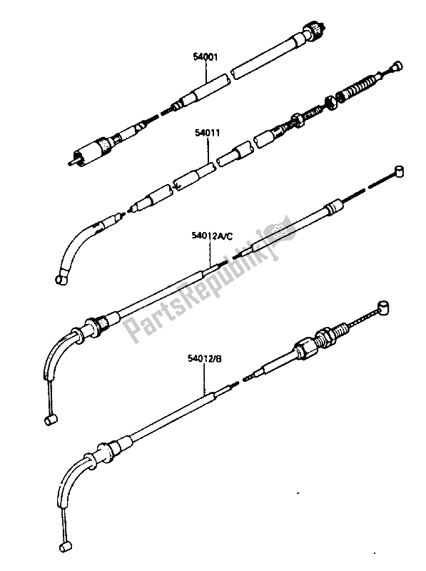 Todas las partes para Cable de Kawasaki GPZ 750 1987