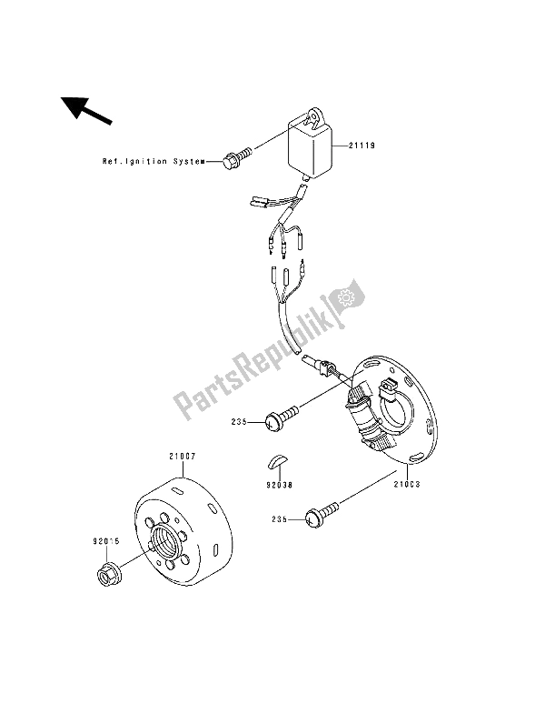 Tutte le parti per il Generatore del Kawasaki KX 500 1992