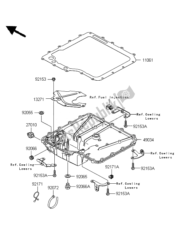 All parts for the Oil Pan of the Kawasaki ZZR 1400 ABS 2010