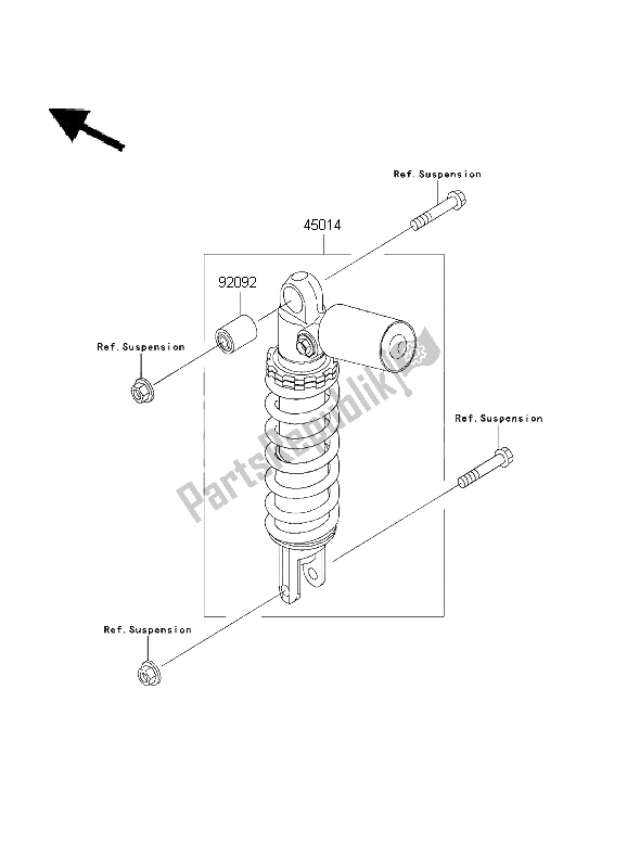 All parts for the Shock Absorber of the Kawasaki Ninja ZX 9R 900 2001