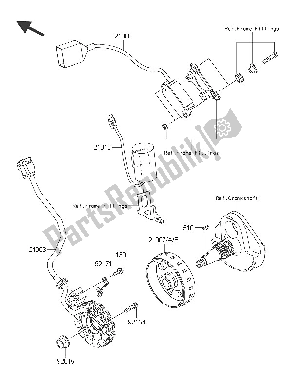 All parts for the Generator of the Kawasaki KX 450F 2016